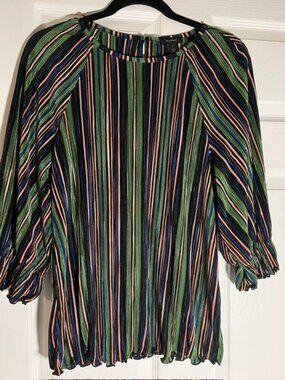 Halogen Blouse - Crinkle stripe - Size L